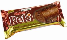 a chocolate bar with the word peki written on it's wrapper, in front of a white background