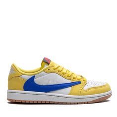 Brand New In Box Travis Scott Edition Comes With Yellow , Red And Blue Laces Never Worn Size 6 Women’s Color: Canary Nike Leather Sneakers, Organization Shoes, Travis Scott Shoes, Dressing Shoes, Travis Scott Jordan 1, Shoes Dressing, Shoe Outfits, Nike Leather, Nike X Travis Scott