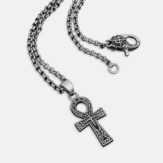 The Ankh symbol or “Key of Life”, is an Ancient Egyptian symbol that represents eternal life. Handcrafted from solid silver its unique design is also associated with protection and good fortune to those who possess it. Handcrafted Sterling Silver pendant and clasp. Comes on a 55cm x 2.5mm gauge stainless-steel cable-chain. Ankh Symbol, Ancient Egyptian Symbols, Egyptian Symbols, Stainless Steel Cable, White Agate, Eternal Life, Ancient Egyptian, Cable Chain, Heavy Metal