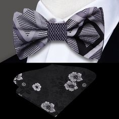 Elevate Sophistication: The Grey and Black Geometric Diamonds Silk Bow Tie A fusion of modern sophistication and timeless elegance, the Grey and Black Geometric Diamonds Silk Bow Tie offers an exquisite statement piece for those seeking refined style with a contemporary edge. Discover the versatility and allure of this accessory, meticulously designed to elevate your ensemble to new heights. Design Elegance: Captivating Geometric Diamonds The bow tie's allure lies in its geometric diamonds patte Black Bow Tie With Butterfly Knot For Business, Black Butterfly Knot Bow Tie For Business, Elegant Black Ties With Butterfly Knot, Elegant Black Tie With Butterfly Knot, Black Butterfly Knot Bow Tie, Black Bow Tie For Black Tie Events, Black Summer Business Ties, Black Bow Tie For Summer Party, Black Summer Party Bow Tie