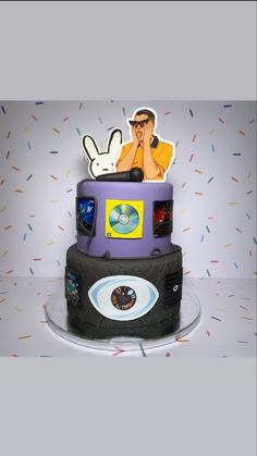 a birthday cake with an image of a man on top