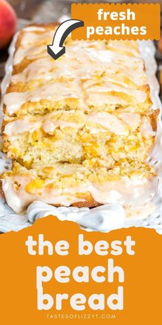 peach bread Peach Bread With Canned Peaches, Fresh Peach Bread, Peach Bread Recipe, Peach Quick Bread, Peach Glaze, Easy Quick Bread, Peach Bread, Dessert Breads