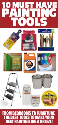 an advertisement for painting tools with the title 10 must have painting tools