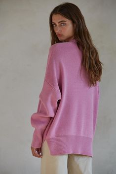 Wrap yourself in cozy comfort and chic style with our Lilac Pink Oversized Sweater, the perfect blend of warmth and fashion-forward flair. Crafted with meticulous attention to detail, this sweater is designed to elevate your winter wardrobe with its cozy knit fabric and oversized silhouette. Featuring long sleeves and a high neckline, this sweater offers both warmth and on-trend style. The chunky knit construction adds texture and dimension, creating a luxurious look and feel that is perfect for Pink Oversized Sweater, Chunky Oversized Sweater, Ribbed Knit Sweater, Jumpsuit Shorts Rompers, Chunky Sweater, Oversized Sweater, Sweater Sale, Fall Shopping, Sweater Skirt