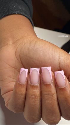 Short Pink Acrylics, Colour French Tip, Short Pink French Tip Nails, Light Pink French Tips, Baby Pink French Tip, Light Pink French Tip, French Nails Pink, Pink French Tip Nails, Pink French Tips