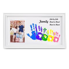 a family photo with handprints on it