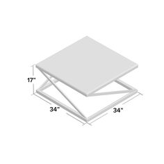 a white table with measurements for the top