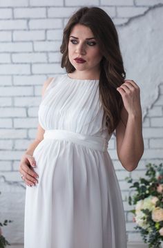 "Beautiful Maternity Chiffon Flowy Dress ● Can be worn for different formal occasions ● Does not leave anyone indifferent lover of comfort, elegance and quality ● Can be made in different colors ● Flowy skirt is made with two layers of the chiffon ● High waist design (specially for future mothers) ● Cutting at the waist with an elastic band back ● Beautiful chiffon belt tied at the back ● Standard length 153 cm (60 inches) fits as full length dress ● We can make a dress with custom length if you Pregnancy Gowns Dresses, Ivory Maternity Dress, Chiffon Maternity Gown, Pregnancy Gown, Maternity Wedding Dress, Church Wedding Dress, Maternity Dresses Photography, Ivory Bridal Gown, Maternity Long Dress