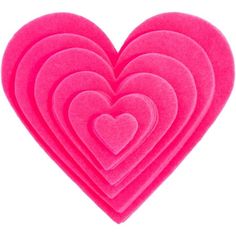 five pink heart shaped felts on a white background