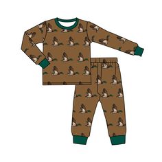 preorder BLP0265 Duck brown long sleeve boys pajamas kids clothes Pink Girl Outfits, Kids Hunting, Pajama Outfit, Pajama Outfits, Silk Pajama Set, Kids Boutique Clothing, Milk Silk, Boys Pajamas, Silk Pajamas