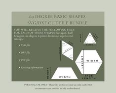 the diagram shows how to make paper shapes with different sizes and colors, including green