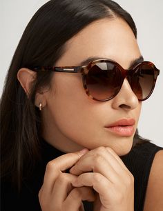 Opt for a directional look in these round-frame acetate sunglasses with gradient lenses. Hard case included. Measurements: 56-20-140 Round Frame Sunglasses, Acetate Sunglasses, Round Frame, Sunglasses & Glasses, Elevate Your Look, Sunglass Frames, Anne Klein, Hard Case, Fashion Sunglasses