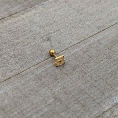 there is a small gold object on the ground