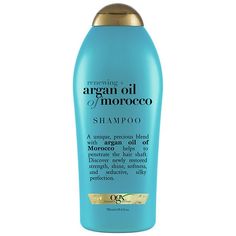 Hydrate, repair, and renew dry hair with OGX Renewing + Argan Oil of Morocco Hydrating Hair Shampoo. Formulated with a powerful and precious blend containing cold-pressed Moroccan argan oil, the moisturizing shampoo helps improve hair strength and elasticity, leaving you with touchable tresses that are soft but strong. This smoothing shampoo also helps repair dry, damaged strands, locking in hydration as it cleans hair to give it a look and feel of silky perfection. Plus, the citrus-fresh, Oil Good For Hair, Argan Oil Of Morocco Shampoo, Hair Argan Oil, Good Shampoo, Ogx Shampoo, Argan Oil Morocco, Ogx Hair Products, Argan Oil Of Morocco, Argan Oil Conditioner