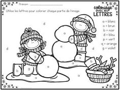 a coloring page with two children making snowmen