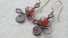 Unique Handmade Copper Wrap Earrings, Handmade Unique Copper Wrap Earrings, Handmade Copper Wrap Earrings, Copper Wire Earrings, Wire Earrings, Copper Wire, Dangle Drop Earrings, Agate, Copper