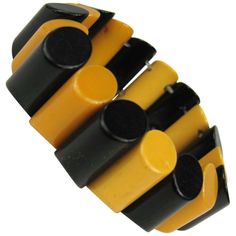 60s Jewelry, Yellow Jewelry, Black Bracelet