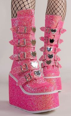 Rave Boots, Demonia Boots, Goth Shoes, Demonia Shoes, Fest Outfits, Dr Shoes, Glitter Boots, Pink Boots