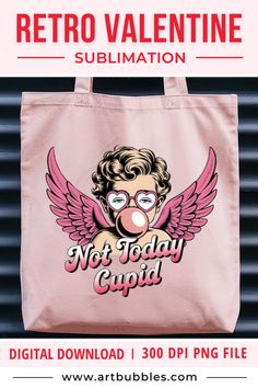 a pink bag with an image of a woman's face on it and the words retro valentine sublimation