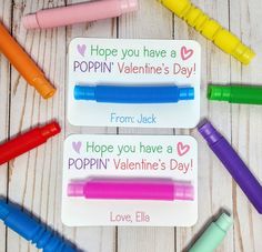 valentine's day gift idea for kids with crayons and pens on the table