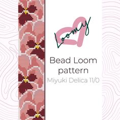 the bead loom pattern is shown with pink flowers