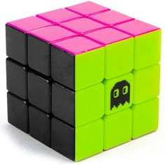 an image of a rubik cube that looks like it has been made out of black, pink and green