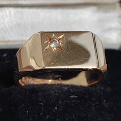 When ordering, please give us your phone number for safer Fedex shipping!RING SIZE:   8 1/2 US, 58 EU [FREE RESIZING] GOLD: 18 k. WEIGHT: 8.1 grams STONES: diamond DIAMOND WEIGHT: 0.03 ct. CONDITION: EXCELLENT Elegant diamond gold ring from the 1980s with Swedish BEH 18k L10 gold hallmarks. It features a 0.03 ct. diamond which is set in a star pattern.  The ring weighs 8.1 grams, the length of the top part is 8 mm and the width is 12 mm. The ring size is 8 1/2 US or 58 in EU, but we offer any re Diamond Vintage Ring, Vintage Stud Earrings, Vintage Diamond Rings, Classic Ring, Gold Diamond Rings, Vintage Ring, Ring Vintage, Vintage Diamond, Gold Gold