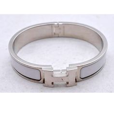 White And Silver H Lock Bracelet In Euc Minor Scratches In Perfect Working Condition Lock Bracelet, Hermes Bracelet, Hermes Jewelry, Jewelry Beautiful, Womens Jewelry Bracelets, Women Jewelry, Bracelet, Silver, White