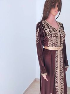 Kaftan, caftan, moroccan kaftan dress, moroccan kaftan, takchita, traditional kaftan, party dress, wedding dress, moroccan caftan, abaya KATY A nice Moroccan kaftan embroidered with high quality of materials, handcrafted, designed by KKaftan. -This kaftan comes with belt -It has a fabulous embroidery work - Silk golden aqads - Silk golden sfifa - Golden handmade embroidery. Don't forget to leave your telephone number when you order, on a note or Etsy message to make the receiving easy and sure. Bohemian Long Dress Kaftan For Wedding, Festive Bollywood Thobe With Long Sleeves, Elegant Long Sleeve Maxi Dress For Traditional Ceremonies, Fitted Kaftan With Dabka For Traditional Ceremonies, Fitted Anarkali Style Maxi Length Kaftan, Bollywood Style Long Sleeve Kaftan For Traditional Ceremonies, Traditional Ceremonies Long Sleeve Dabka Kaftan, Elegant Kaftan With Dabka Work For Traditional Ceremonies, Traditional Long Kaftan With Dabka Work