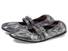 Free People Gemini Ballet Flat - Women's Shoes : Silver Distressed Suede : Leave everyone flattered with your graceful dance moves wearing the Free People Gemini Ballet Flats. Featuring midway double buckle straps, the footwear has shiny leather upper construction with a round toe silhouette and synthetic outsole. Leather lining and insole. Imported. Measurements: Weight: 6 oz Product measurements were taken using size EU 38.5 (US Women's 8.5), width M. Please note that measurements may vary by Shoes Silver, Womens Ballet Flats, Silver Shoes, Dance Moves, Ballet Flat, Flat Shoes Women, Ballet Flats, Special Features, Ballet Shoes