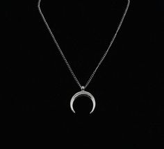 Half Moon Necklace Crescent Moon Stainless Steel Chain Boho Silver Modern Crescent Moon Charm Jewelry, Modern Metal Crescent Jewelry, Modern Crescent Metal Jewelry, Modern Crescent Shaped Metal Jewelry, Modern Crescent-shaped Metal Jewelry, Silver Moon Shaped Stainless Steel Necklace, Silver Stainless Steel Moon Necklace, Crescent Stainless Steel Necklace For Gifts, Moon Charm Jewelry In Stainless Steel