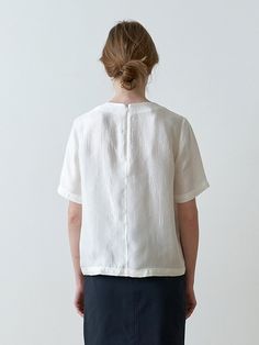 Editor's NotesThis STEP AROUND's short sleeves blouse is finely detailed with natural wrinkles. It goes well with any bottom. - Natural fine wrinkles embossing- Finely detailed- Back zipper fastening- Crew neck - Modern and  feminine aesthetic Measurements(in.)- Size: (S/M)- Total Length: 22.03in. / 22.44in.- Chest: 20.07in. / 20.86in. - Sleeves: 10.03 in./ 10.23 in.Model info: Height 5' 8, Top S, Bottom 25in.  Composition & Care- 100% Rayon- Dry Cleaning- Cold wash Designer- by STEP AROUND Short Sleeve Linen Tops For Daywear, Linen Short Sleeve Tops For Daywear, Summer Solid Blouse With Crinkle Texture, Short Sleeve Linen Blouse For Daywear, Linen Short Sleeve Blouse For Daywear, White Crinkle Texture Top For Summer, Relaxed Fit Tops With Crinkle Texture And Short Sleeves, White Crinkle Texture Blouse, Elegant Short Sleeve Linen Tops