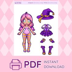 the paper doll is ready to be cut out and put on it's own