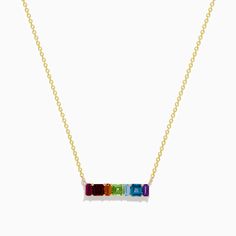 Mosaic 14K Yellow Gold Multi Gemstone Pendant Elegant 14k Gold Rainbow Jewelry, Effy Jewelry, Gold Yellow, Gemstone Pendant, Mosaic, Multi Color, Yellow Gold, Pendant Necklace, Gemstones