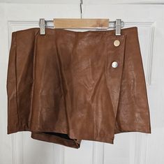 Never Worn Faux Brown Leather Size L Chic Brown Faux Leather Shorts, Brown Faux Leather Shorts For Night Out, Brown Faux Leather Shorts For Spring, Brown Faux Leather Shorts, Chic Brown Leather Shorts, Fashion Nova Shorts, Shorts Fashion, Skorts, Leather Mini