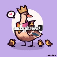 a cartoon ducky is standing in front of several chicks, with the words ducky price