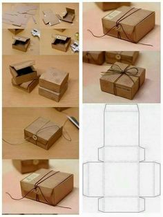 the instructions for how to make an origami gift box with ribbon and bow