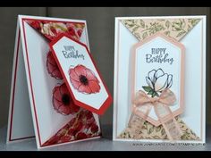 two handmade birthday cards with flowers on them