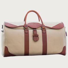 Westfield Large Canvas & Leather Duffel Bag - OAK & ELK Leather Duffel Bag, Leather Duffel, Large Canvas, Canvas Leather, Duffel Bag, Vegetable Tanned Leather, Brass Color, Adjustable Straps, Duffle Bag