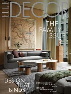 a magazine with an image of a living room