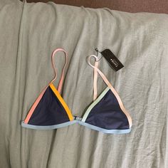 Bought This Top And Its Too Small For Me. New With Tags Tavik Bikini Top In Size M. No Padding Or Cups In The Top. Color Block Triangle Top Swimwear, Summer Triangle Top Color Block Swimwear, Summer Color Block Triangle Top Swimwear, Reversible Bikinis, Cheeky Bikinis, Womens Swim, The Top, Tags, Color