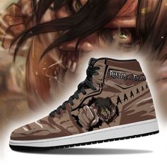 Eren Titan Costume Attack On Titan Anime Air Jordan Shoes Sport Sneakers, Best Gift For Men And Women High-top Training Sneakers With Rubber Sole, High-top Wear-resistant Running Shoes For Streetwear, Wear-resistant High-top Running Shoes For Streetwear, Wear-resistant Mesh Sneakers For Streetwear, Brown Breathable Running Sneakers, Brown Breathable Sneakers For Running, Wear-resistant Synthetic Sneakers For Sports, Wear-resistant Synthetic Sneakers For Light Sports, Breathable Lace-up High-top Sneakers For Training