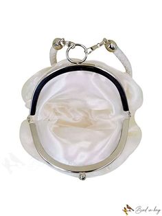 BirdinBag - Chic Floral Evening Bag with Kiss Lock Closure and Chain Strap Pouch Evening Bag With Fold Over Clasp, White Evening Bag With Fold Over Clasp, Elegant White Bag With Fold Over Clasp, Elegant White Coin Purse For Everyday Use, Elegant White Pouch Style Shoulder Bag, Elegant White Shoulder Bag Pouch, Novelty Bags, Mini Fashion, Chain Strap