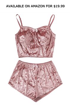 MakeMeChic Women's Bow Detail Velvet Cami Crop Top and Shorts Lounge Pajama Set ◆ AVAILABLE ON AMAZON FOR: $19.99 ◆ Bow Detail Velvet Cami Crop Top and Shorts Lounge Pajama Sleepwear Set For WomenPlease refer to our size in last image Material: 95% Polyester, 5% Spandex Neckline: Spaghetti Strap Style: Casual Sleeve Length: Sleeveless Decoration: Bow Pattern Type: Plain Season: Summer Type: Pajama Sets Velvet Cami Top, Velvet Cami, Cute Sleepwear