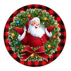 a christmas wreath with santa claus in the center