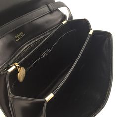 "100% Authentic Celine Vintage Horse Carriage Shoulder Bag - Material: Leather - Hardware: Gold hardware, signs of use - Color: Black - Genuine leather shoulder strap - Signed: \"CELINE PARIS\" - Serial number reads: MADE IN ITALY - Inside: B, some signs of use - Outside: AB, Some signs of used - Size approx.: L25 H17 D4 cm - Shoulder strap drop max 40 cm - Come with: Nothing - Condition: B Description of Grade N : New S : Unused SA : Less frequently used items A : There is a little feeling, goo Designer Flap Bag With Detachable Handle For Travel, Designer Travel Flap Bag With Detachable Handle, Designer Evening Bag With Flap, Designer Flap Bag With Detachable Strap For Travel, Classic Flap Bags For Formal Occasions, Designer Formal Bag With Leather Lining, Designer Formal Bags With Leather Lining, Detachable Handle Shoulder Bag For Business Trips, Designer Formal Flap Bags