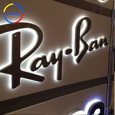 the sign for ray bar is lit up