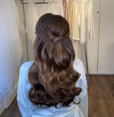 Bridal Hair Down, Wedding Hair Half, Bridesmaid Hair Makeup, Curls For Long Hair, Wedding Hair Down