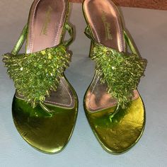 Never Worn Green Bead Heels. Size 7 Beaded Heels, Shoes Green, Wear Green, Green Bead, Beautiful Shoes, Shoes Women Heels, Shoes Heels, Size 7, Women Shoes