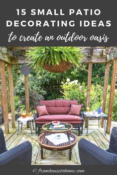 Small Patio Decorating Ideas To Transform Your Deck Into An Outdoor Oasis Decorating Patio Ideas, Tiny Deck, Small Patio Decorating Ideas, Outdoor Bars, Small Patio Decor, Patio Decor Ideas, Pergola Ideas, Gardening Diy, Summer Patio